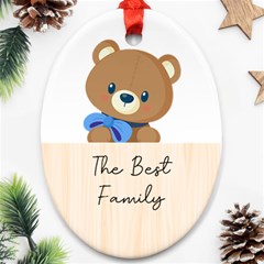 Personalized Bear Wood Photo Any Text Oval Ornament (Two Sides)
