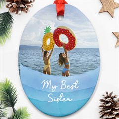 Personalized Sea Mood Photo Any Text Oval Ornament (Two Sides)