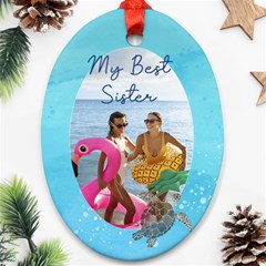 Personalized Sea Photo Any Text Oval Ornament (Two Sides)
