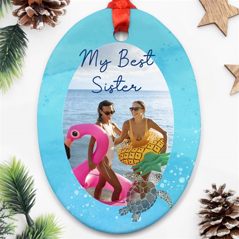 Personalized Sea Photo Any Text Oval Ornament (two Sides) By Katy Back