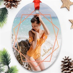 Personalized Gold Frame  Photo Oval Ornament (Two Sides)