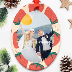 Personalized Fruits Photo Any Text Oval Ornament (Two Sides)