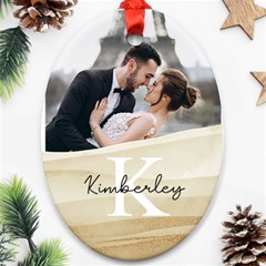 Personalized Gold Photo Any Text Oval Ornament (Two Sides)