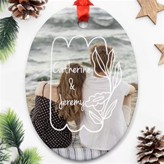 Personalized Hand Draw Frame Photo Any Text Oval Ornament (Two Sides)