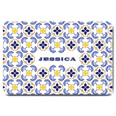 Personalized Traditional Tiles Pattern Any Text Name Doormat