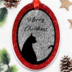 Personalized Black Cat Name Any Text Oval Ornament (Two Sides)