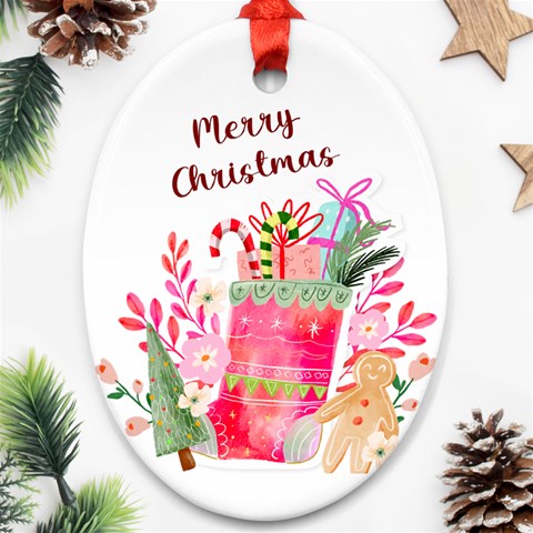 Personalized Xmas Gift Name Any Text Oval Ornament (two Sides) By Katy Front