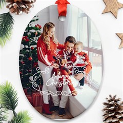 Personalized Deer Frame Photo Any Text Oval Ornament (Two Sides)