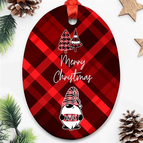 Personalized Checked Pattern Name Any Text Oval Ornament (two Sides) By Katy Front