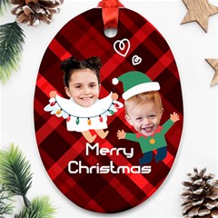Personalized Face Cut Photo Any Text Oval Ornament (Two Sides)