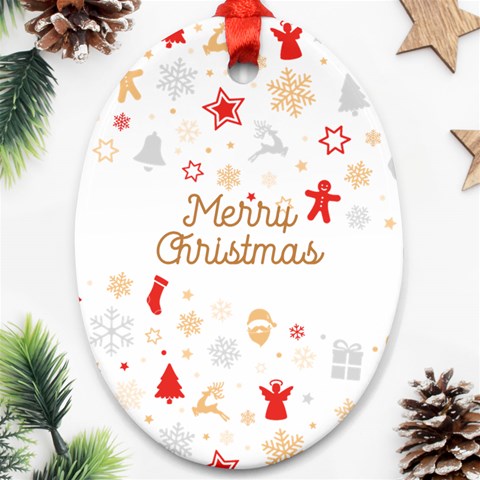 Personalized Xmas Pattern Name Any Text Oval Ornament (two Sides) By Katy Front