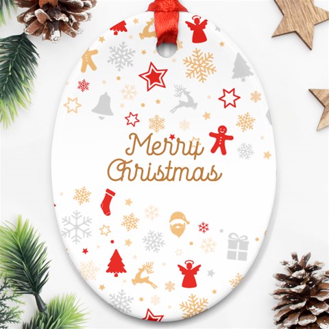 Personalized Xmas Pattern Name Any Text Oval Ornament (two Sides) By Katy Back