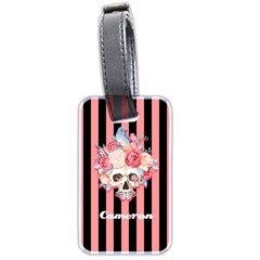Personalized Name Flowers And Birds Skull Bones Luggage Tag (two Sides)