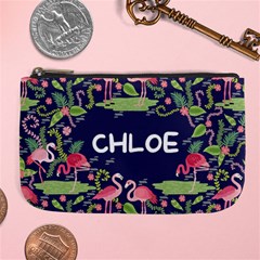 Personalized Flamingo Name Any Text Large Coin Purse