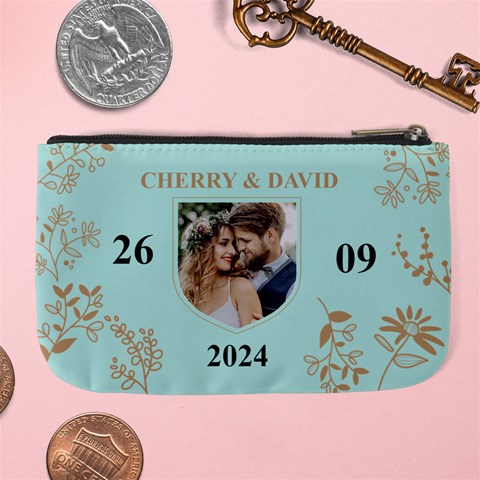 Personalized Married Save Th Date Photo Name Any Text Large Coin Purse By Joe Back