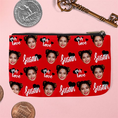 Personalized Photo Many Face Head Name Large Coin Purse By Joe Back