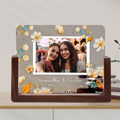 Personalized Oil Painting Floral Marble Texture Photo Name Any Text Acrylic Uv Print 8  Tabletop Frame