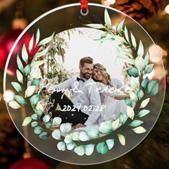 Personalized Name Photo Leaf Frame UV Print Acrylic Ornament Round