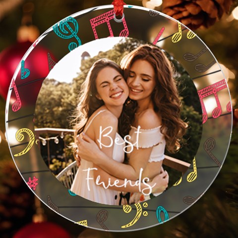 Personalized Name Photo Music Uv Print Acrylic Ornament Round By Katy Front