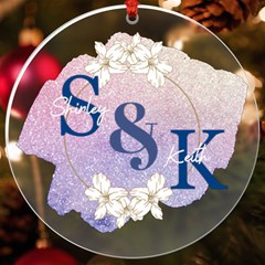 Personalized Name Watercolor white flower Frame UV Print Acrylic Ornament Round