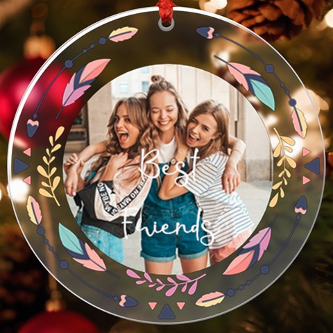Personalized Name Photo Feather Totem Uv Print Acrylic Ornament Round By Katy Front