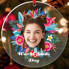 Personalized Name Photo Facecut flower UV Print Acrylic Ornament Round
