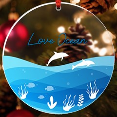 Personalized Name Ocean Frame UV Print Acrylic Ornament Round