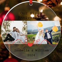 Personalized Name Photo Love Line UV Print Acrylic Ornament Round