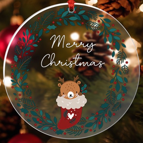 Personalized Name Xmas Frame Uv Print Acrylic Ornament Round By Katy Front