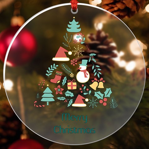 Personalized Name Xmas Tree Uv Print Acrylic Ornament Round By Katy Front