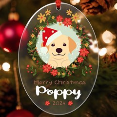 Personalized Dog Illustration Name Uv Print Acrylic Ornament Oval