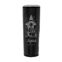 Personalized Halloween Little Girl Witch Name Any Text Stainless Steel Travel Tumbler