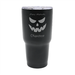 Personalized Halloween Pumpkin Face Name Any Text Thermal Travel Tumbler - 30oz Thermal Travel Tumbler