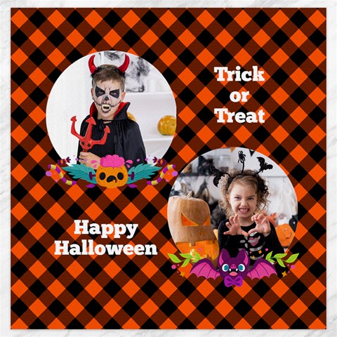 Personalized Photo Halloween Checked Pattern Canvas By Katy 19 x19.27  Canvas - 1