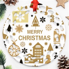 Personalized Merry Christmas Name Any Text Round Filigree Ornament - Round Filigree Ornament (Two Sides) Personalized Merry Christmas Name Any Text Round Filigree Ornament - Round Filigree Ornament (Two Sides)