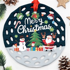 Personalized Merry Christmas Name Any Text Round Filigree Ornament - Round Filigree Ornament (Two Sides) Personalized Merry Christmas Name Any Text Round Filigree Ornament - Round Filigree Ornament (Two Sides)