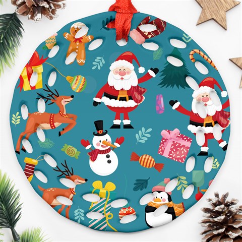 Personalized Merry Christmas Photo Round Filigree Ornament By Joe Front