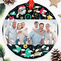 Personalized Merry Christmas Photo Round Filigree Ornament - Round Filigree Ornament (Two Sides)