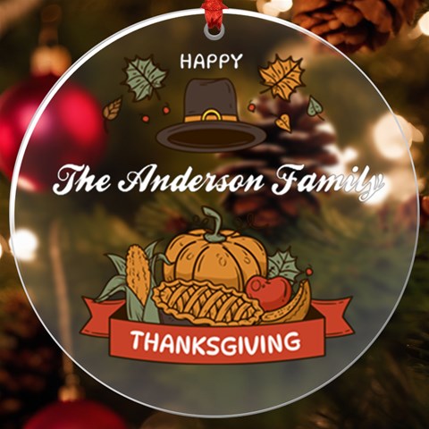 Personalized Thanksgiving Family Name Any Text Round Ornament By Joe Front