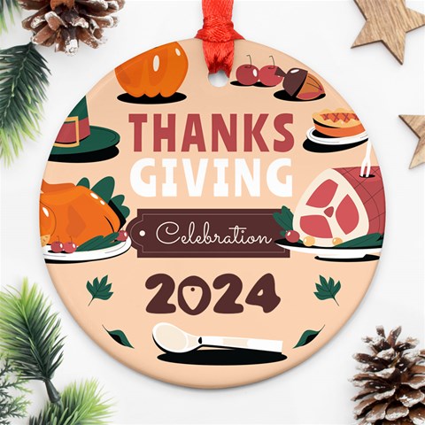 Personalized Thanksgiving Name Any Text Round Ornament By Joe Front
