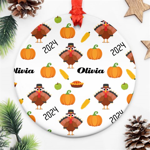 Personalized Thanksgiving Year Any Text Photo Round Ornament By Joe Front