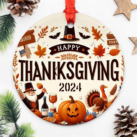 Personalized Thanksgiving Year Photo Round Ornament By Joe Front