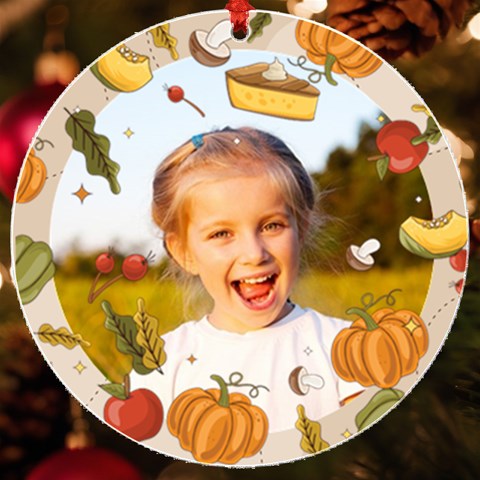 Personalized Thanksgiving Photo Round Ornament By Joe Front