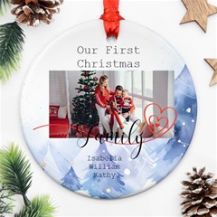 Personalized Photo Any Text Christmas Family Round Ornament - Round Ornament (Two Sides)