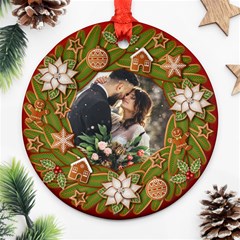 Personalized Photo Any Text Christmas Round Ornament - Round Ornament (Two Sides)