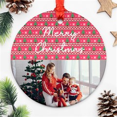 Personalized Photo Any Text Christmas Knitted Style Round Ornament - Round Ornament (Two Sides) Personalized Photo Any Text Christmas Knitted Style Round Ornament - Round Ornament (Two Sides)