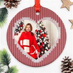 Personalized Photo Any Text Christmas Knitted Style Round Ornament - Round Ornament (Two Sides)