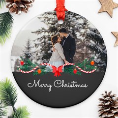 Personalized Photo Any Text Christmas Round Ornament - Round Ornament (Two Sides)