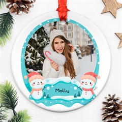 Personalized Photo Any Text Christmas Snow Man Round Ornament - Round Ornament (Two Sides) Personalized Photo Any Text Christmas Snow Man Round Ornament - Round Ornament (Two Sides)