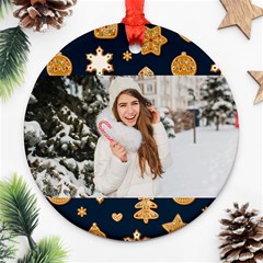Personalized Photo Any Text Christmas Round Ornament - Round Ornament (Two Sides) Personalized Photo Any Text Christmas Round Ornament - Round Ornament (Two Sides)
